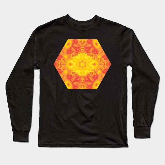 Fire and ice fractal kaleidoscope Long Sleeve T-Shirt by hereswendy